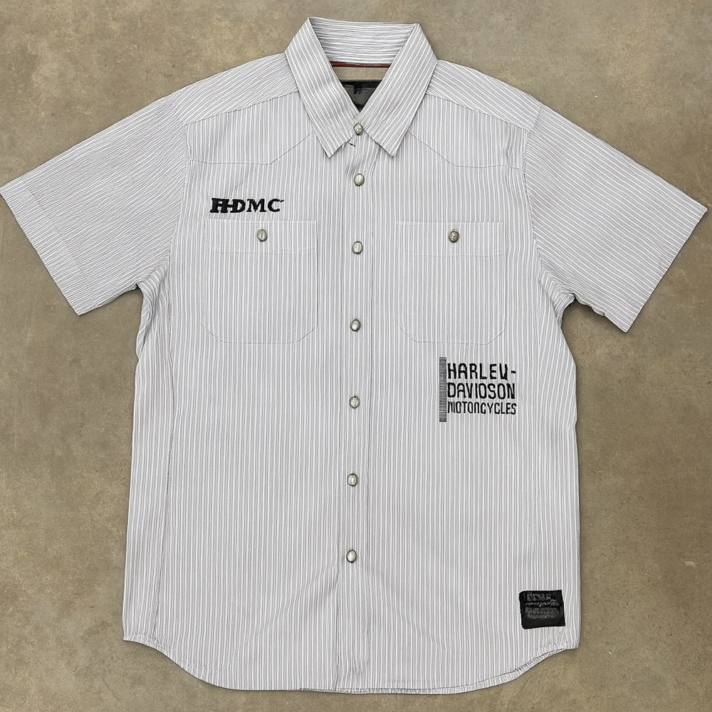 Harley-Davidson Striped Button-Up Shirt – Size M
